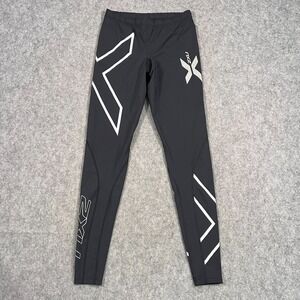 2XU Black Silver Compression Activewear Leggings Women's Size Small Tall